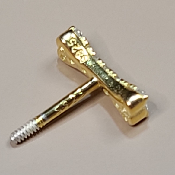 925 Sterling Silver Yellow Gold Zircon Dog Bone Puppy Stack - Picture 9 of 10